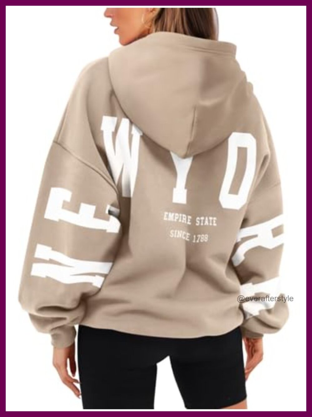 Oversized Fleece Letter Print Hoodie Pullover with Pocket Long Sleeve